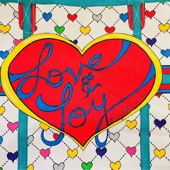 Brighton Love & Joy Canvas Tote Bag Christmas Elf Hearts Shoulder Handbag - Picture 13 of 13